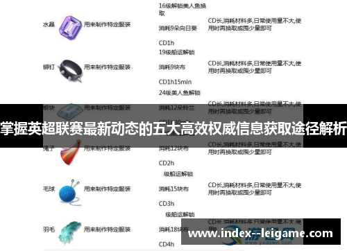 掌握英超联赛最新动态的五大高效权威信息获取途径解析